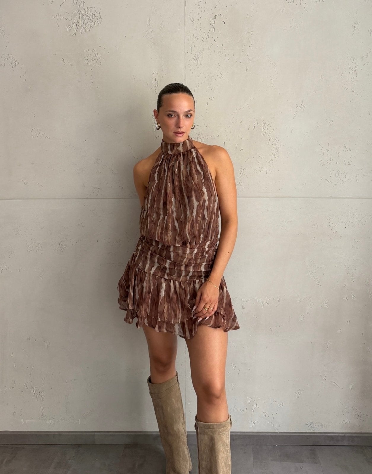 Neckholder Kleid mit integriertem Skort - Switch-Fashion
