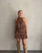 Neckholder Kleid mit integriertem Skort - Switch-Fashion