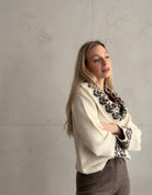 Off - Shoulder Strickpullover mit Schneeflocken Design - Switch - Fashion