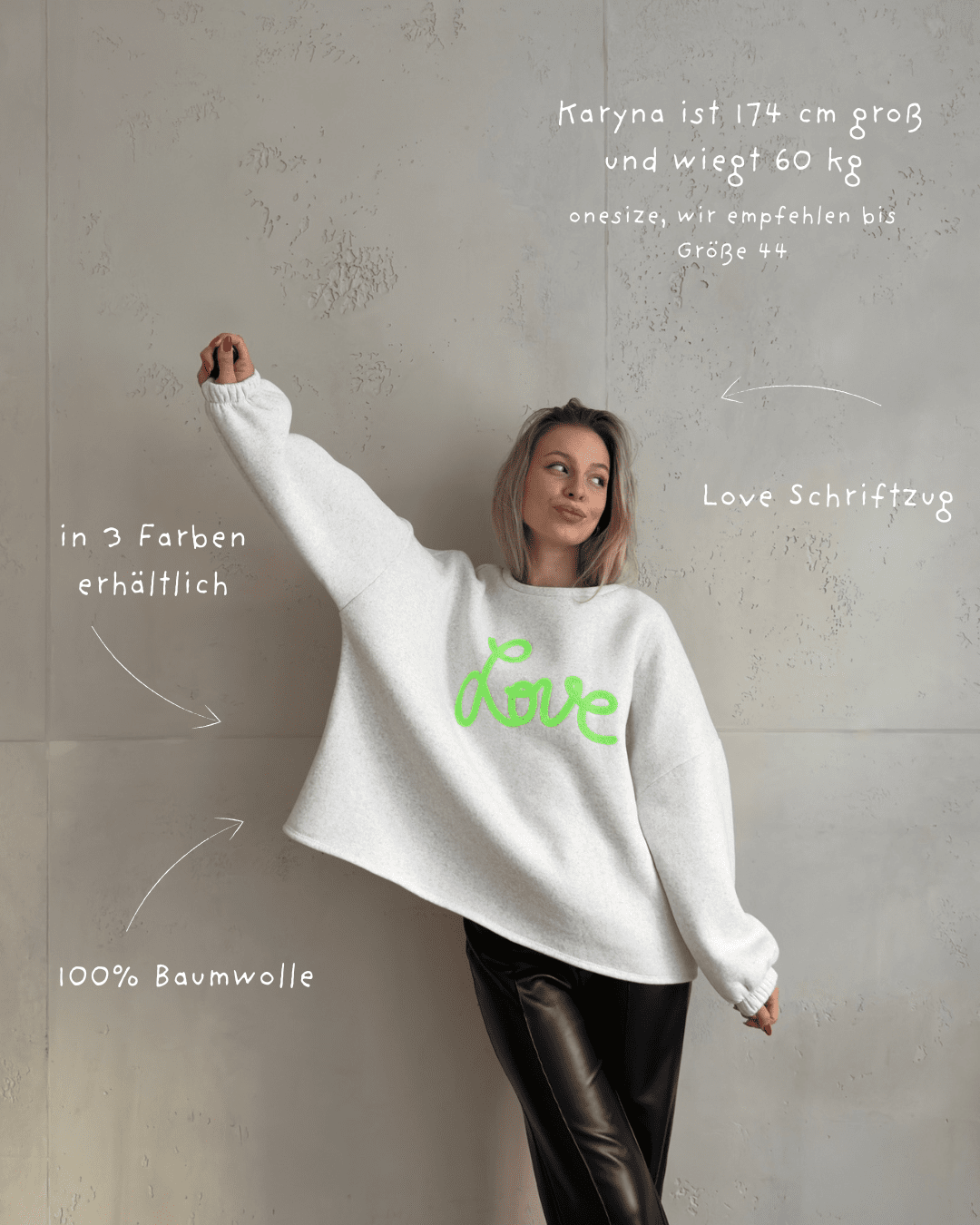 Oversize Sweatshirt mit Love Stickerei - Switch - Fashion
