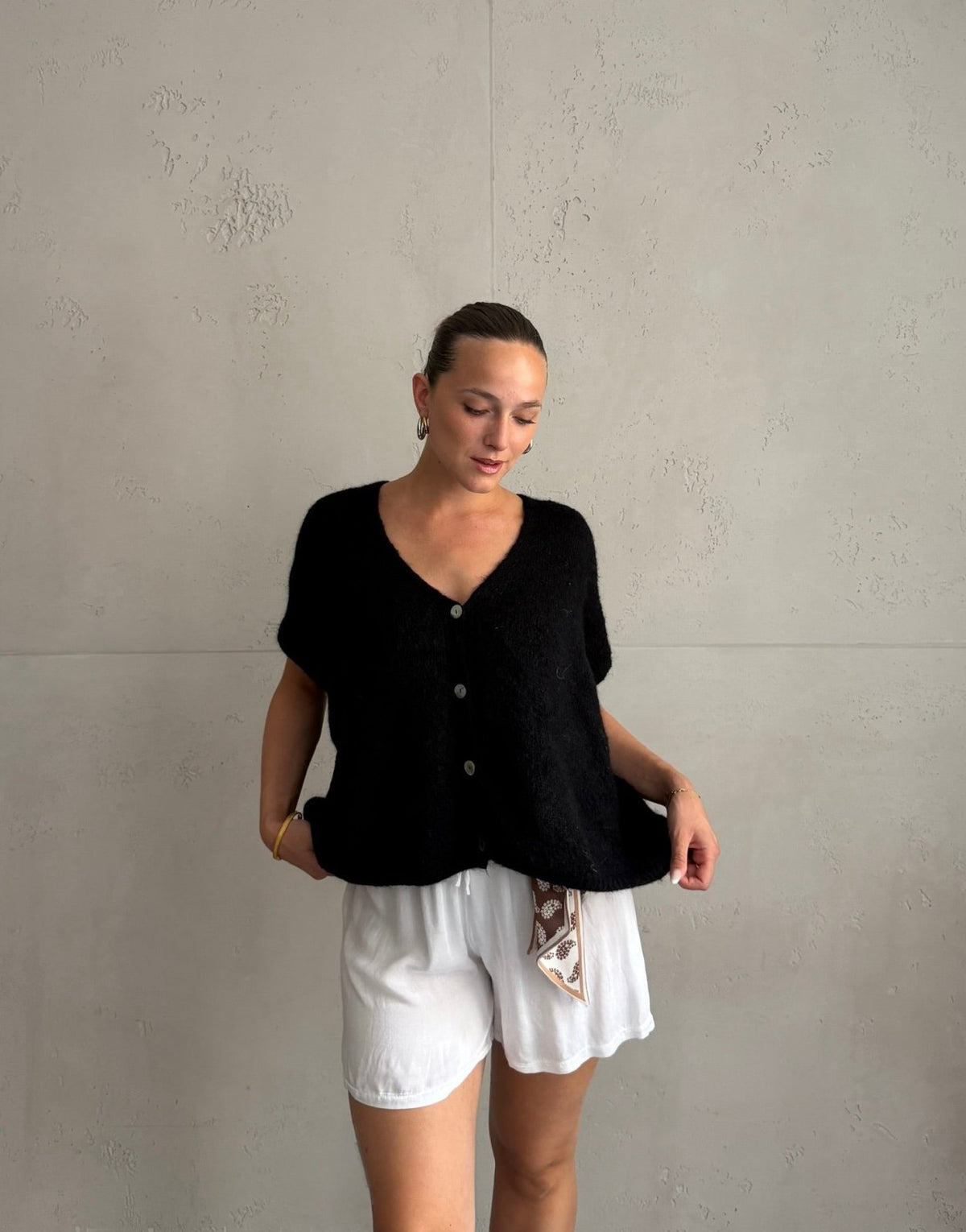 Oversized Pullunder mit Knopfleiste und V-Ausschnitt in Mohair - Switch-Fashion
