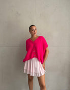 Oversized Pullunder mit Knopfleiste und V-Ausschnitt in Mohair - Switch-Fashion