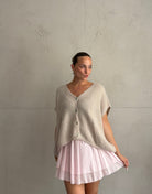 Oversized Pullunder mit Knopfleiste und V-Ausschnitt in Mohair - Switch-Fashion