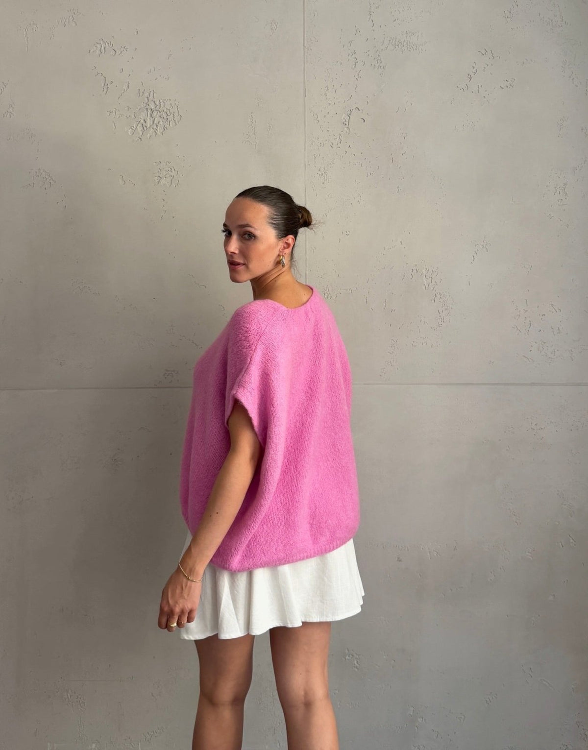Oversized Pullunder mit Knopfleiste und V-Ausschnitt in Mohair - Switch-Fashion