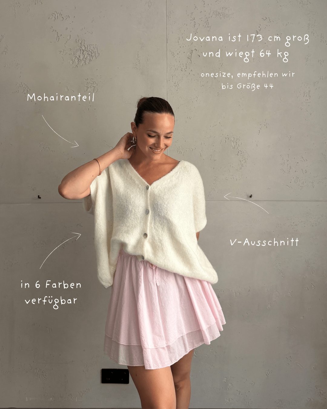 Oversized Pullunder mit Knopfleiste und V-Ausschnitt in Mohair - Switch-Fashion