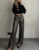 Pailettenhose mit Gold - Details - Switch - Fashion