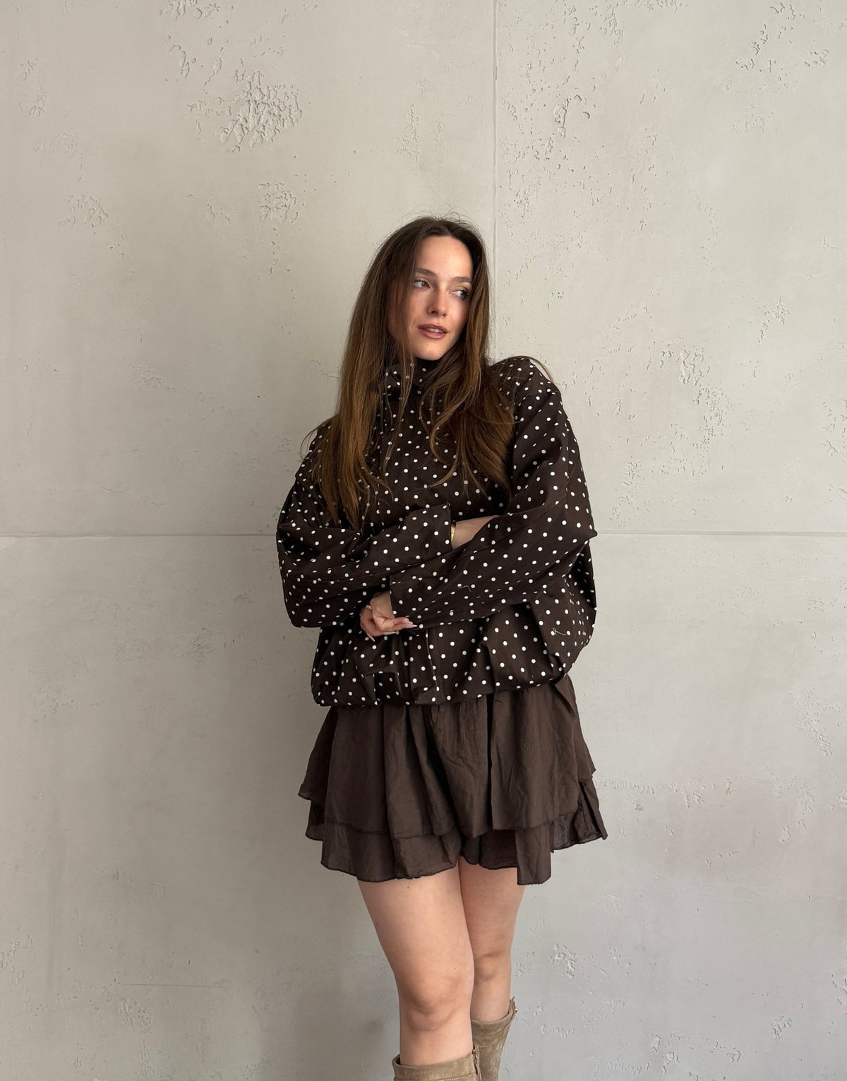 Polka Dot Kurzjacke mit hohem Kragen – Gefüttert, 100% Baumwolle - Switch - Fashion