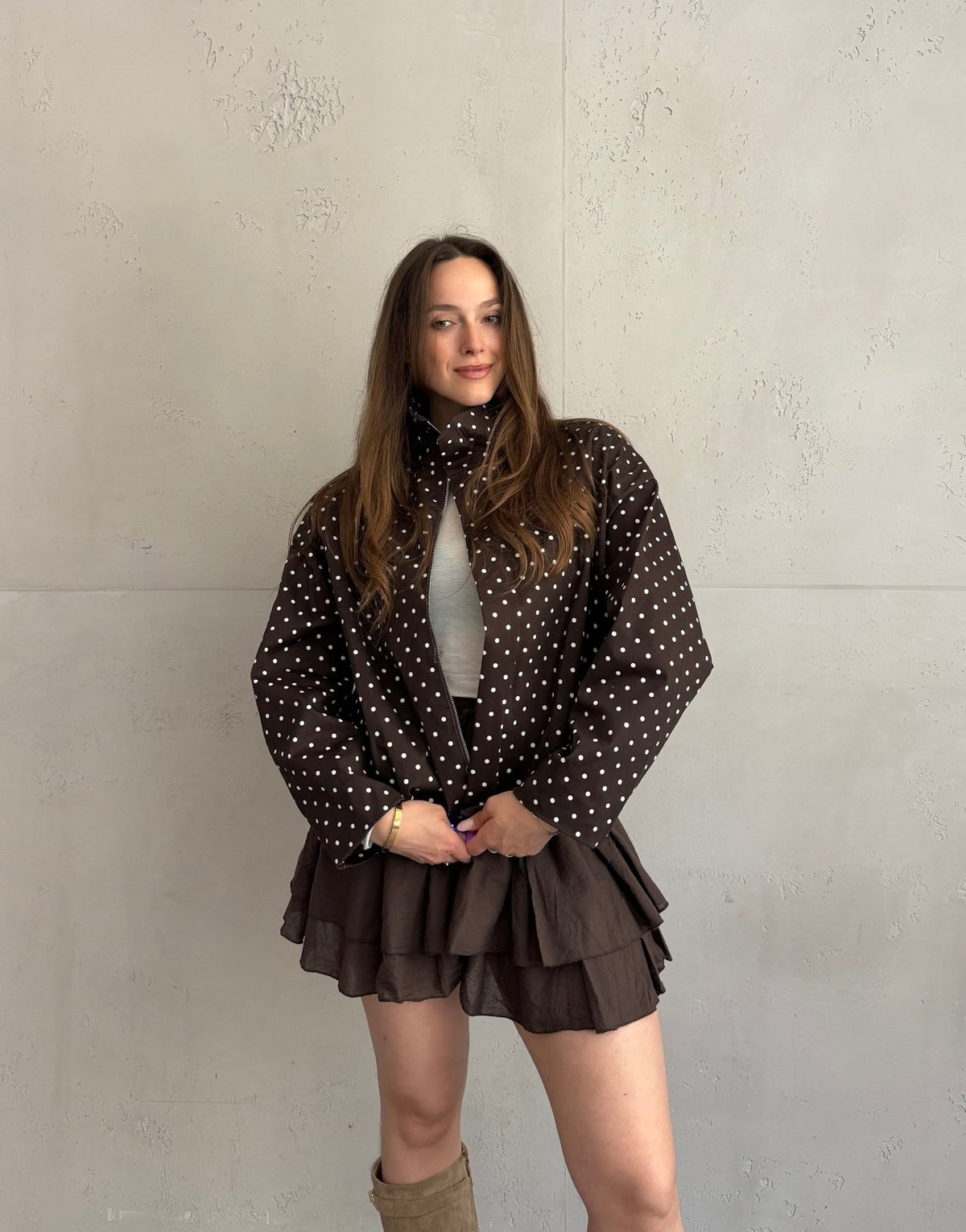 Polka Dot Kurzjacke mit hohem Kragen – Gefüttert, 100% Baumwolle - Switch - Fashion