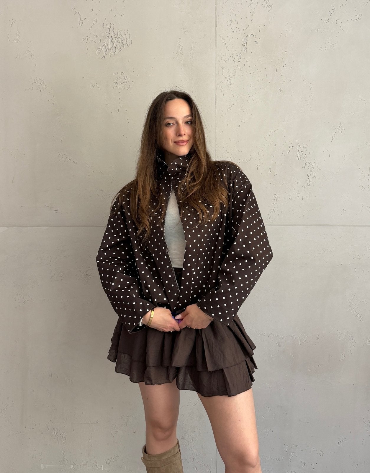 Polka Dot Kurzjacke mit hohem Kragen – Gefüttert, 100% Baumwolle - Switch - Fashion