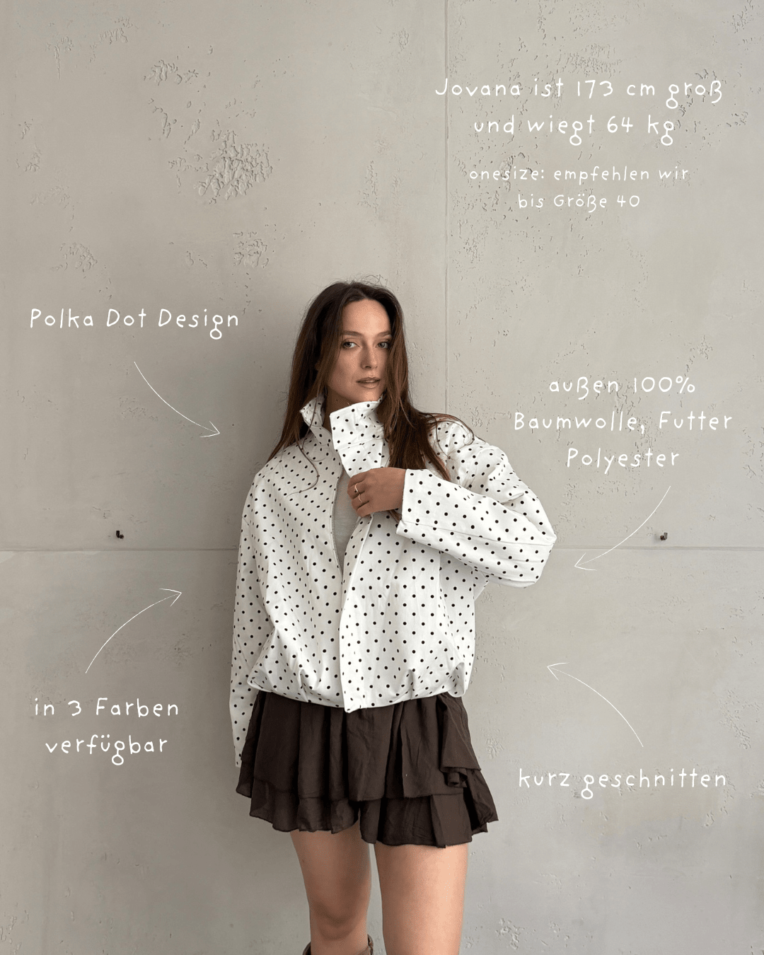 Polka Dot Kurzjacke mit hohem Kragen – Gefüttert, 100% Baumwolle - Switch - Fashion