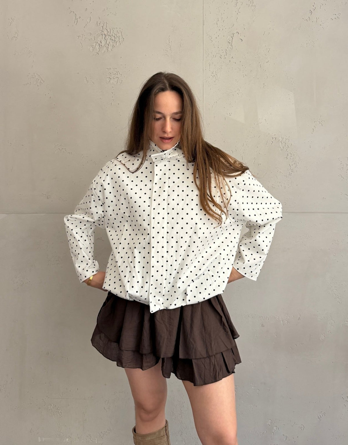 Polka Dot Kurzjacke mit hohem Kragen – Gefüttert, 100% Baumwolle - Switch - Fashion