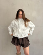 Polka Dot Kurzjacke mit hohem Kragen – Gefüttert, 100% Baumwolle - Switch - Fashion