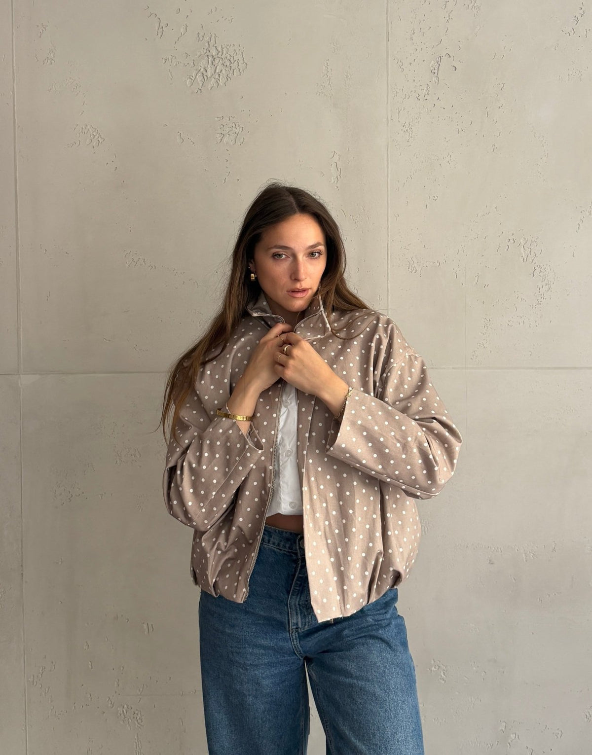Polka Dot Kurzjacke mit hohem Kragen – Gefüttert, 100% Baumwolle - Switch - Fashion