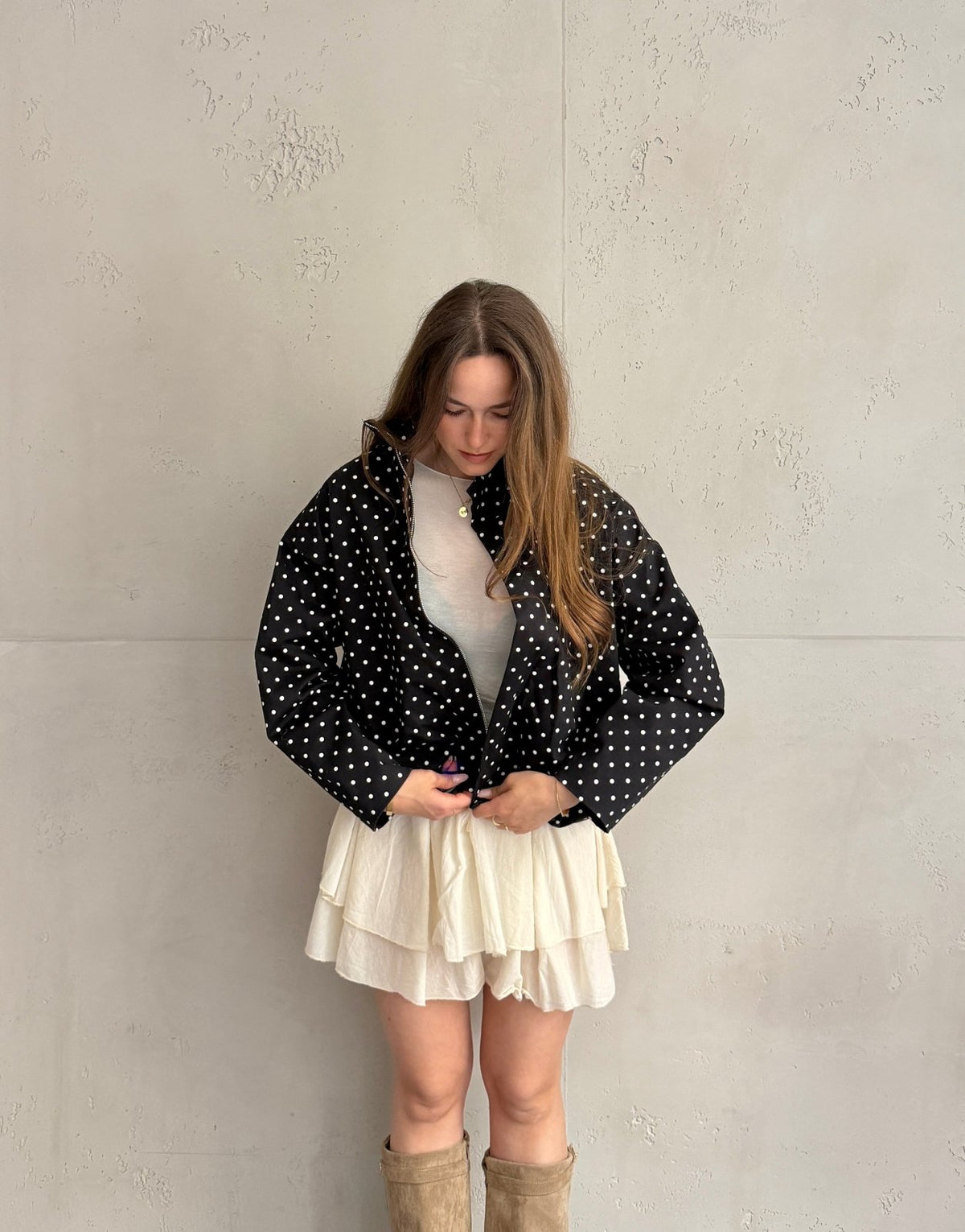 Polka Dot Kurzjacke mit hohem Kragen – Gefüttert, 100% Baumwolle - Switch - Fashion