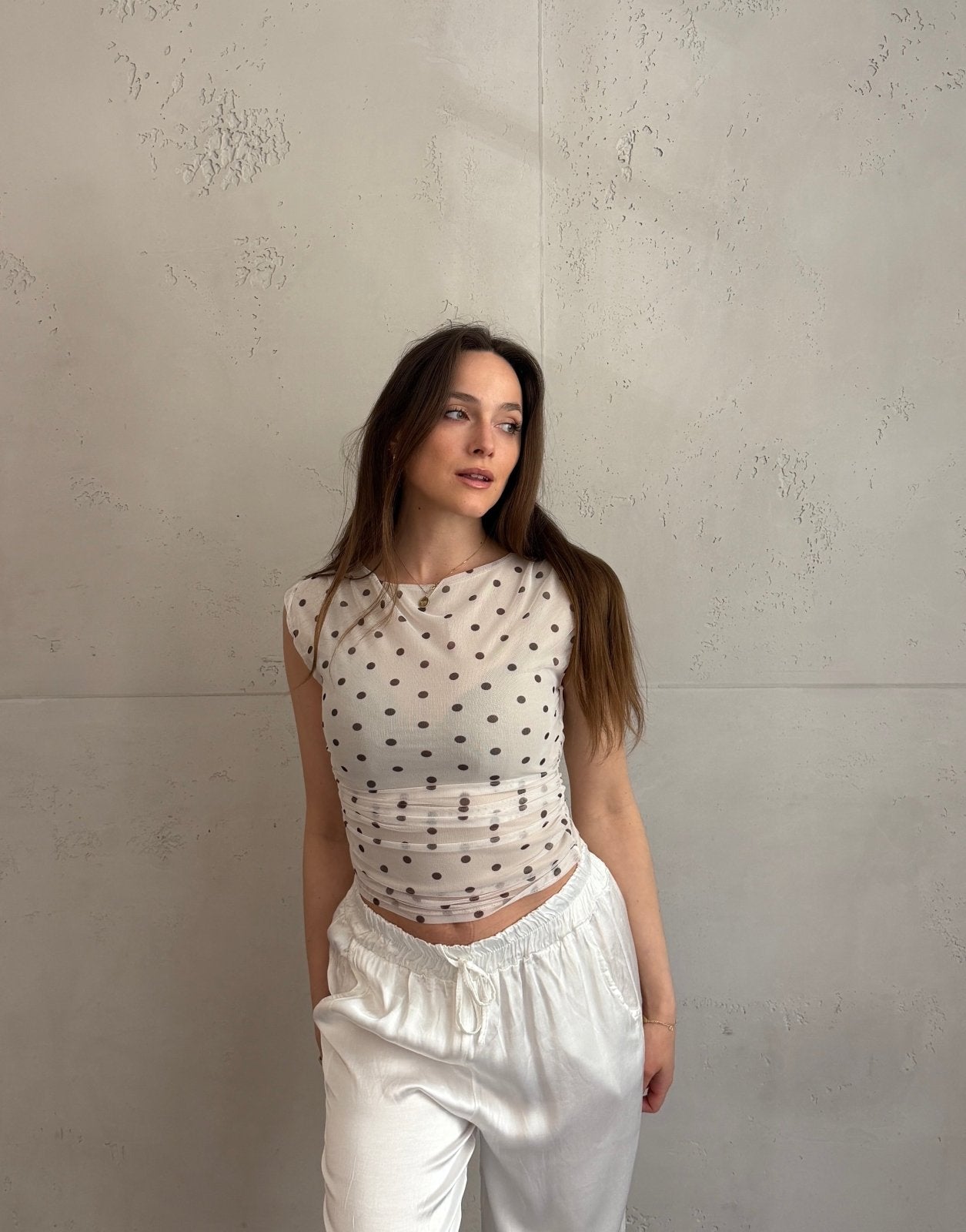 Polka Dot Mesh Top mit Untershirt – Figurbetont & tailliert - Switch - Fashion