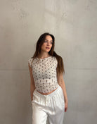 Polka Dot Mesh Top mit Untershirt – Figurbetont & tailliert - Switch - Fashion