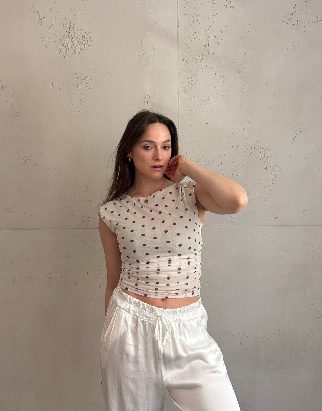 Polka Dot Mesh Top mit Untershirt – Figurbetont & tailliert - Switch - Fashion