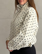 Polka Dot Windjacke mit Stehkragen & verstellbarem Bund – Beige - Switch - Fashion