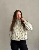 Polka Dot Windjacke mit Stehkragen & verstellbarem Bund – Beige - Switch - Fashion
