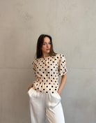 Polka Dots Bluse mit Kurzarm – Tailliert durch Gummibund - Switch - Fashion