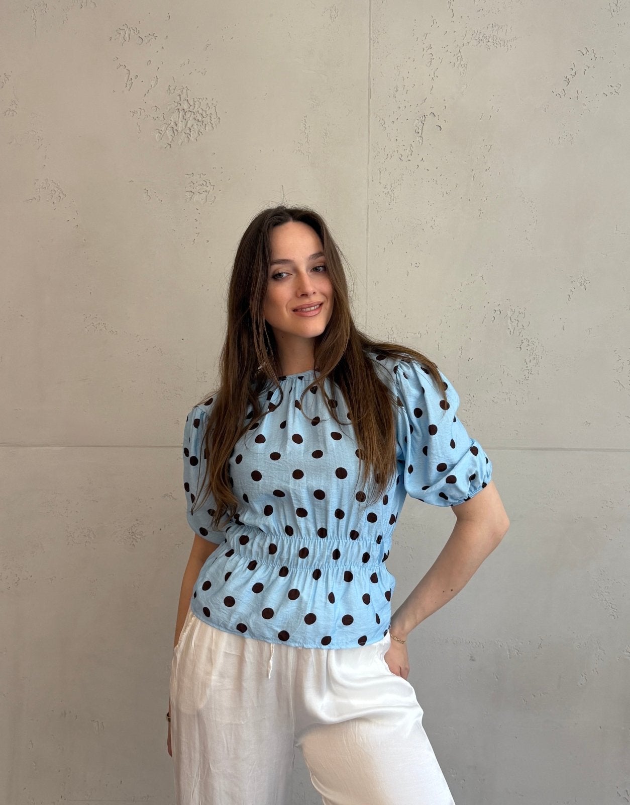 Polka Dots Bluse mit Kurzarm – Tailliert durch Gummibund - Switch - Fashion