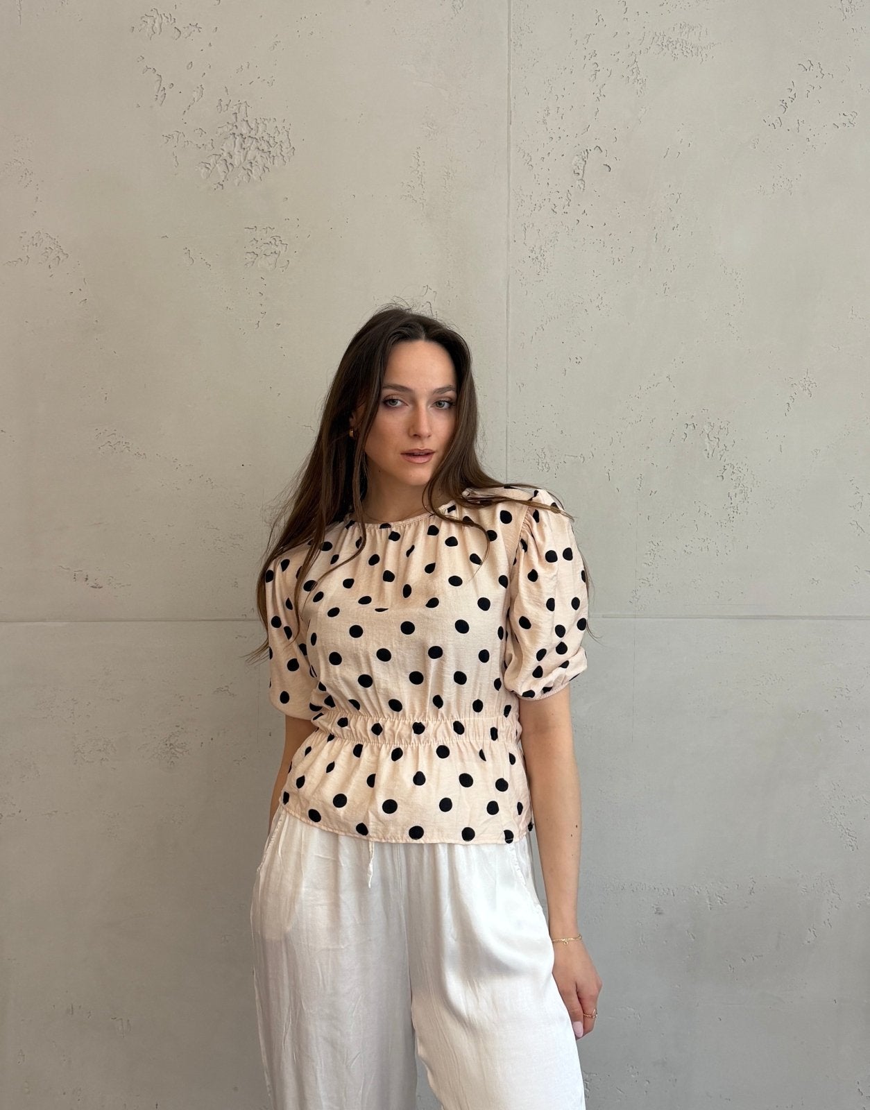 Polka Dots Bluse mit Kurzarm – Tailliert durch Gummibund - Switch - Fashion