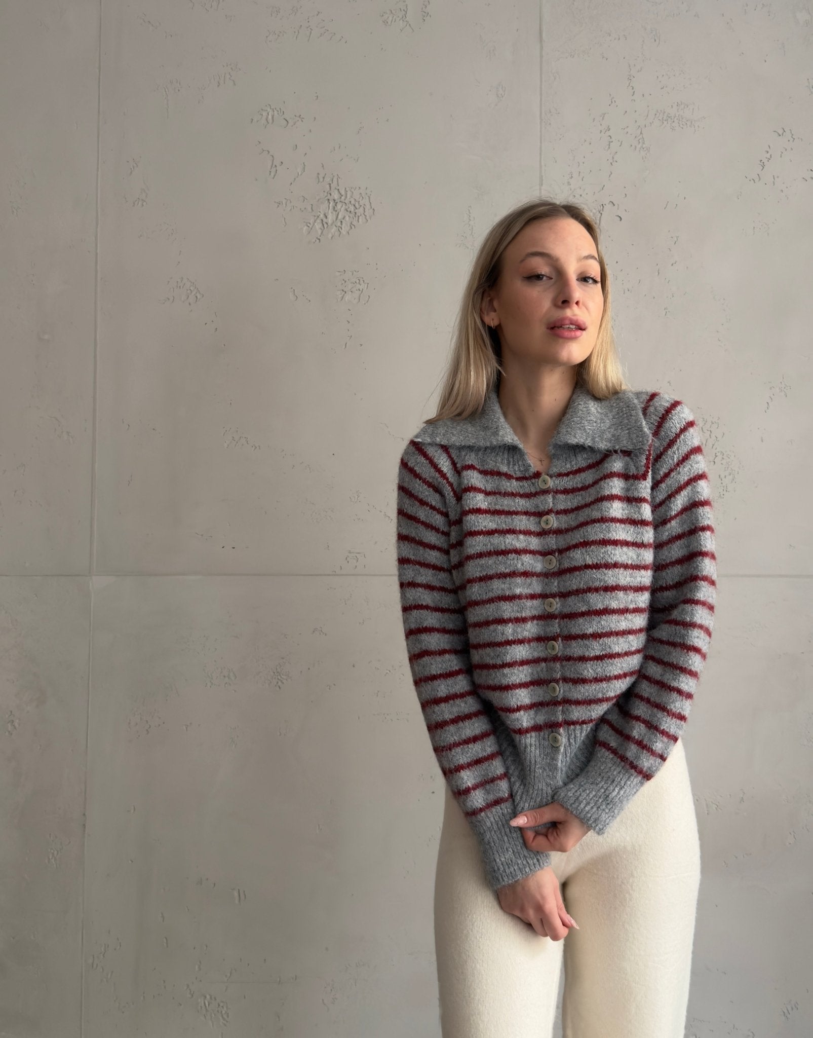 Polo Strickjacke gestreift – Recycled Polyester & Wolle - Switch - Fashion