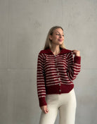 Polo Strickjacke gestreift – Recycled Polyester & Wolle - Switch - Fashion