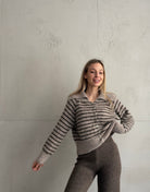 Polo Strickjacke gestreift – Recycled Polyester & Wolle - Switch - Fashion