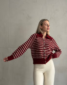 Polo Strickjacke gestreift – Recycled Polyester & Wolle - Switch - Fashion
