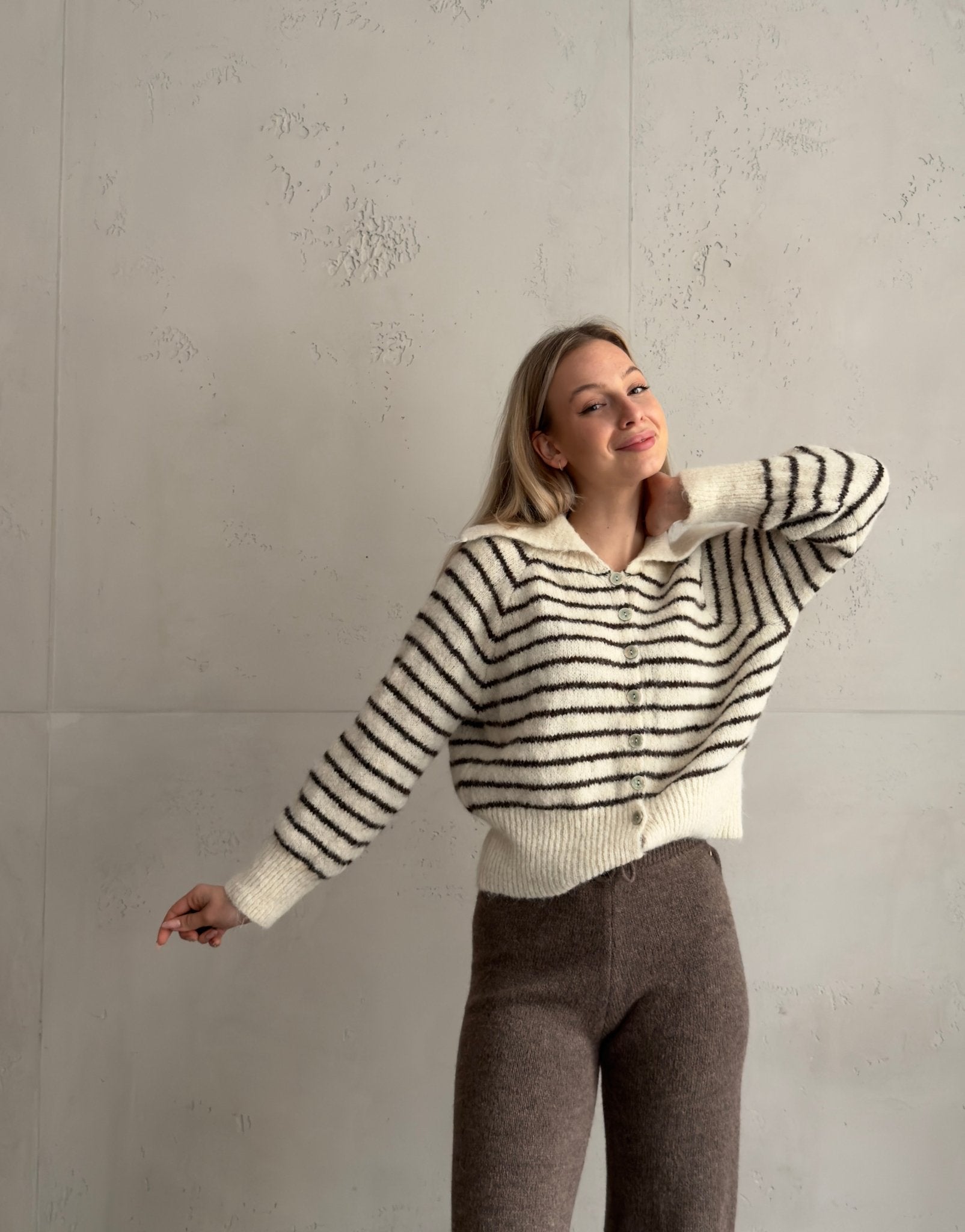 Polo Strickjacke gestreift – Recycled Polyester & Wolle - Switch - Fashion