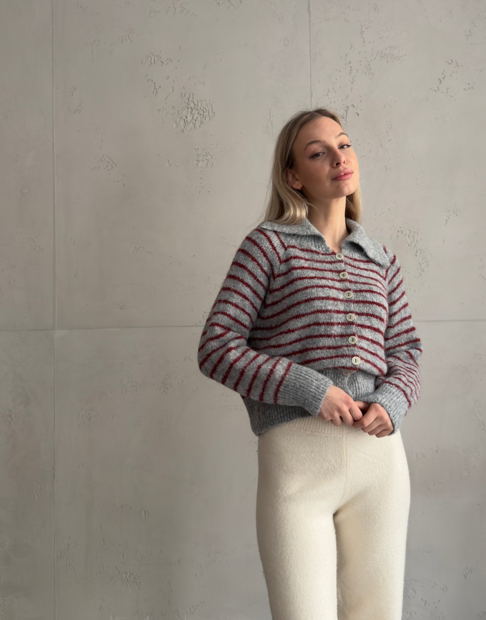 Polo Strickjacke gestreift – Recycled Polyester & Wolle - Switch - Fashion