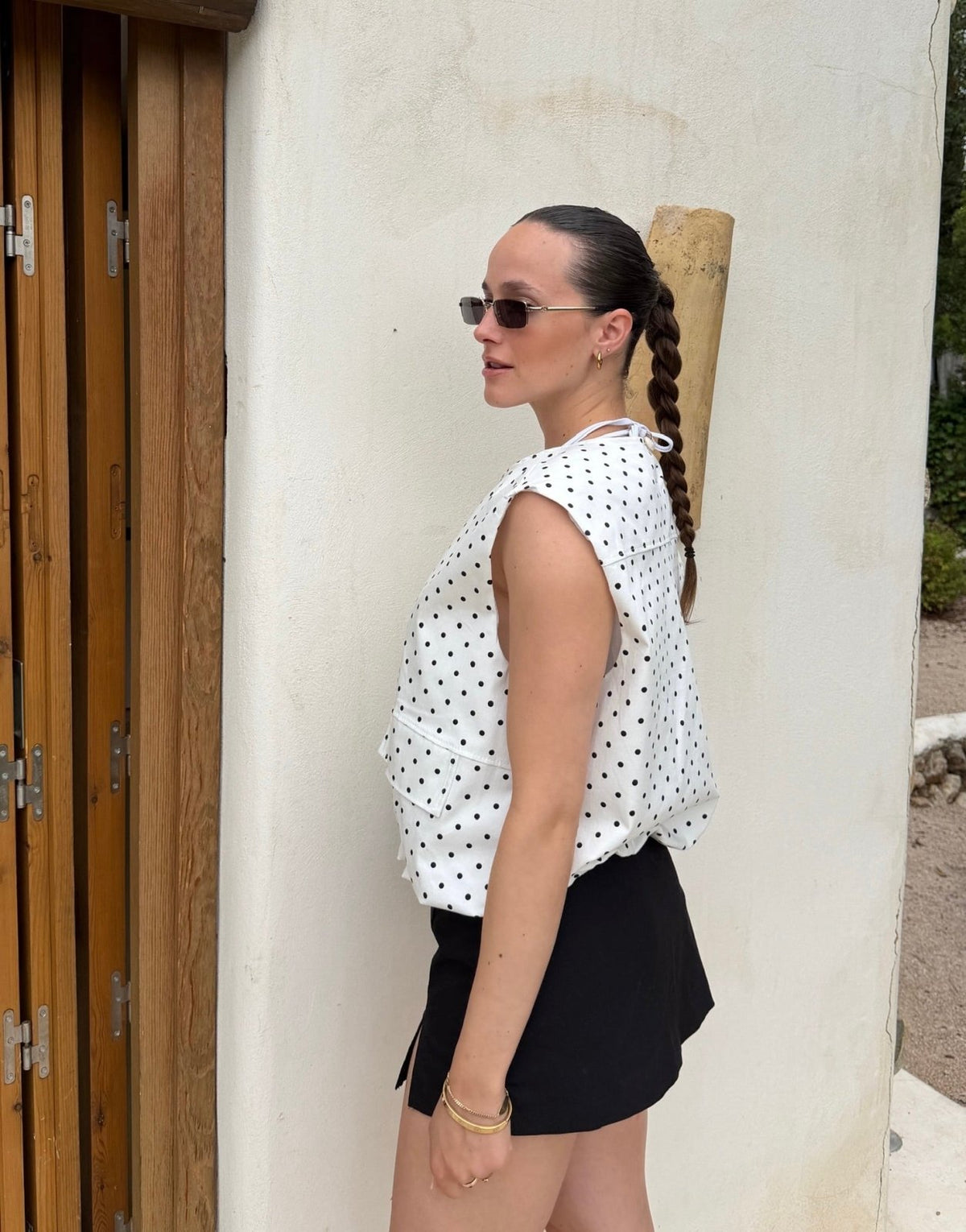 Punkte Weste mit Reißverschluss & Gummizug – 100% Baumwolle - Switch-Fashion