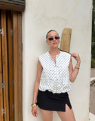 Punkte Weste mit Reißverschluss & Gummizug – 100% Baumwolle - Switch-Fashion