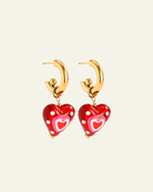 Red Acrylic Heart Edelstahl Ohrringe – Double Heart Statement - Switch - Fashion