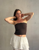 Ripp Bandeau Top – Eng anliegend, Gummizug, Uni - Switch-Fashion