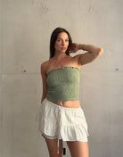 Ripp Bandeau Top – Eng anliegend, Gummizug, Uni - Switch-Fashion