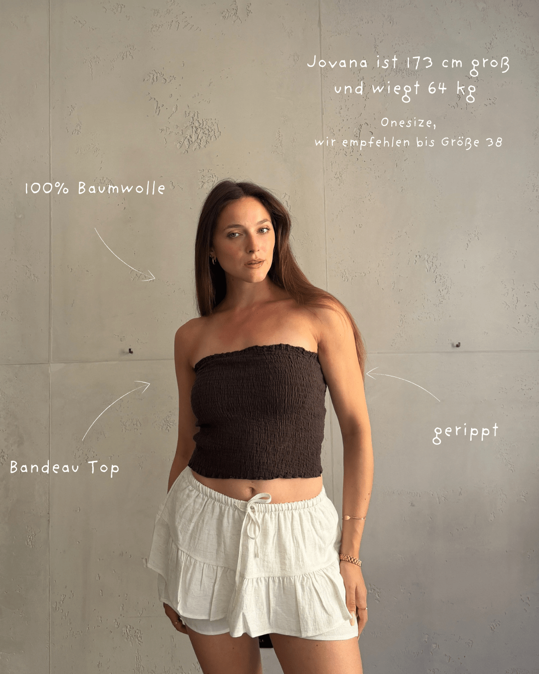 Ripp Bandeau Top – Eng anliegend, Gummizug, Uni - Switch-Fashion
