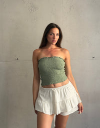 Ripp Bandeau Top – Eng anliegend, Gummizug, Uni