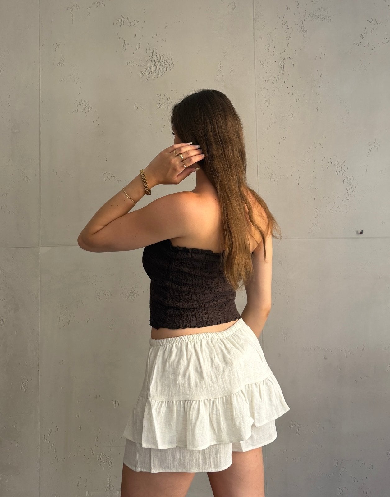 Ripp Bandeau Top – Eng anliegend, Gummizug, Uni - Switch-Fashion
