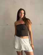 Ripp Bandeau Top in Leo – Eng anliegend, Gummizug - Switch-Fashion
