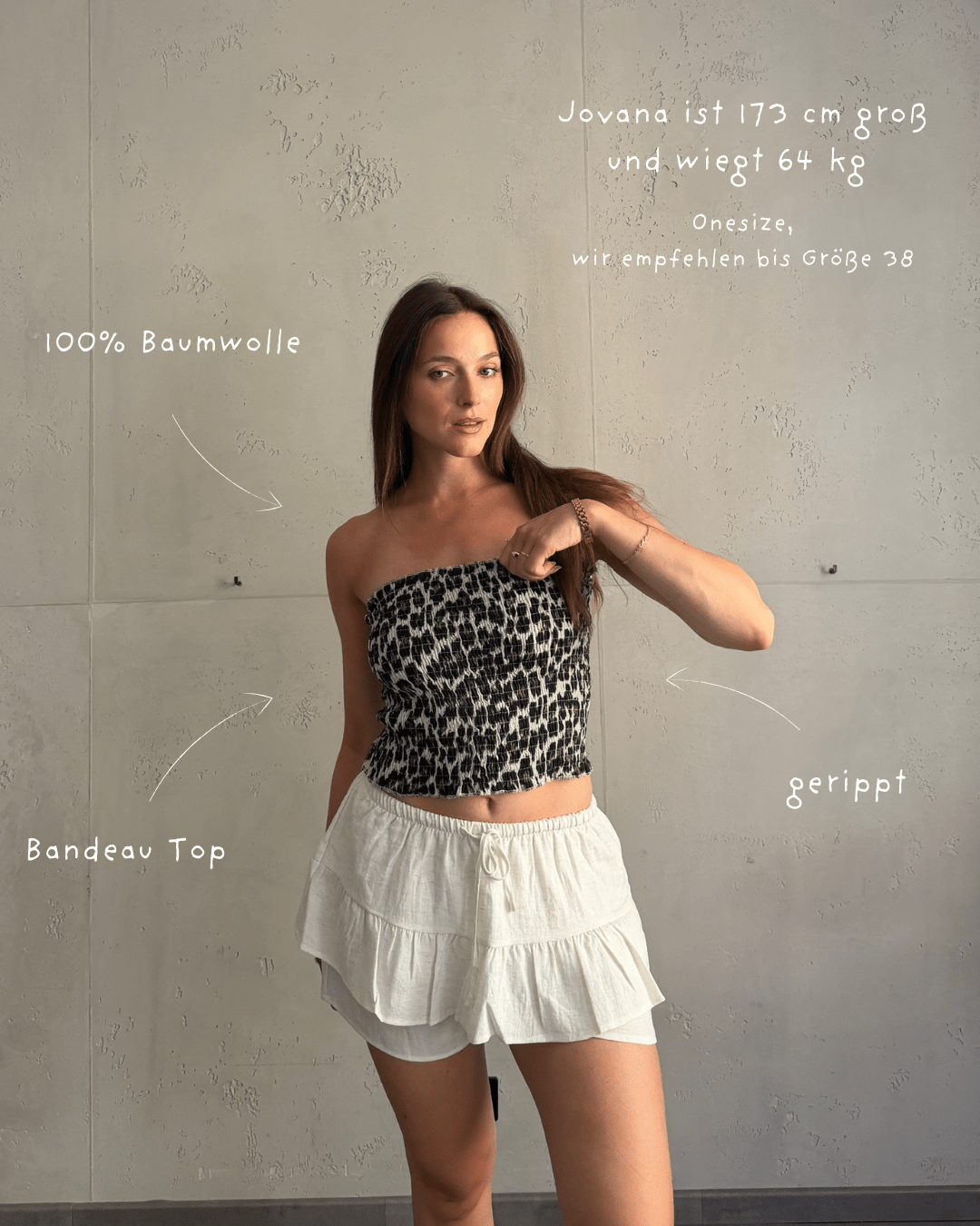 Ripp Bandeau Top in Leo – Eng anliegend, Gummizug - Switch-Fashion