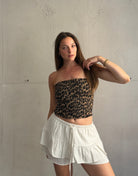 Ripp Bandeau Top in Leo – Eng anliegend, Gummizug - Switch-Fashion