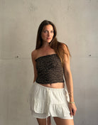 Ripp Bandeau Top in Leo – Eng anliegend, Gummizug - Switch-Fashion