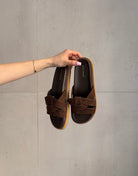 Schlappen mit gewebtem Riemen in Wildleder - Optik - Switch - Fashion