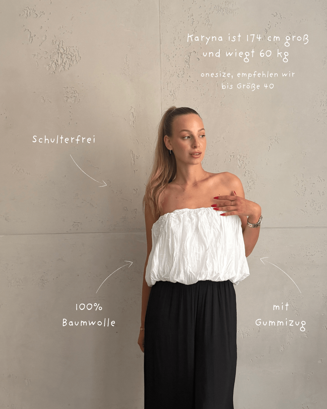 Schulterfreies Bandeau Top mit breitem Gummizug in Uni - Switch-Fashion