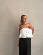 Schulterfreies Bandeau Top mit breitem Gummizug in Uni - Switch-Fashion