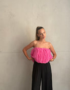 Schulterfreies Bandeau Top mit breitem Gummizug in Uni - Switch-Fashion