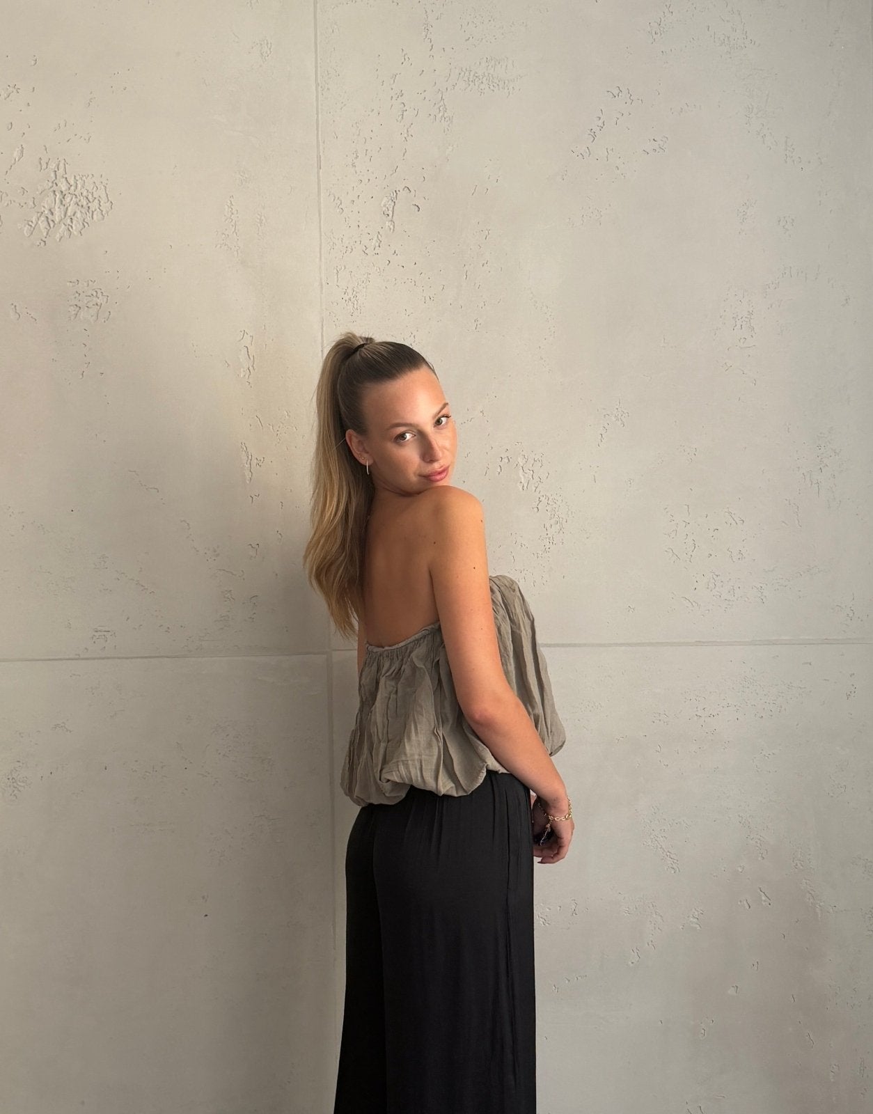 Schulterfreies Bandeau Top mit breitem Gummizug in Uni - Switch-Fashion