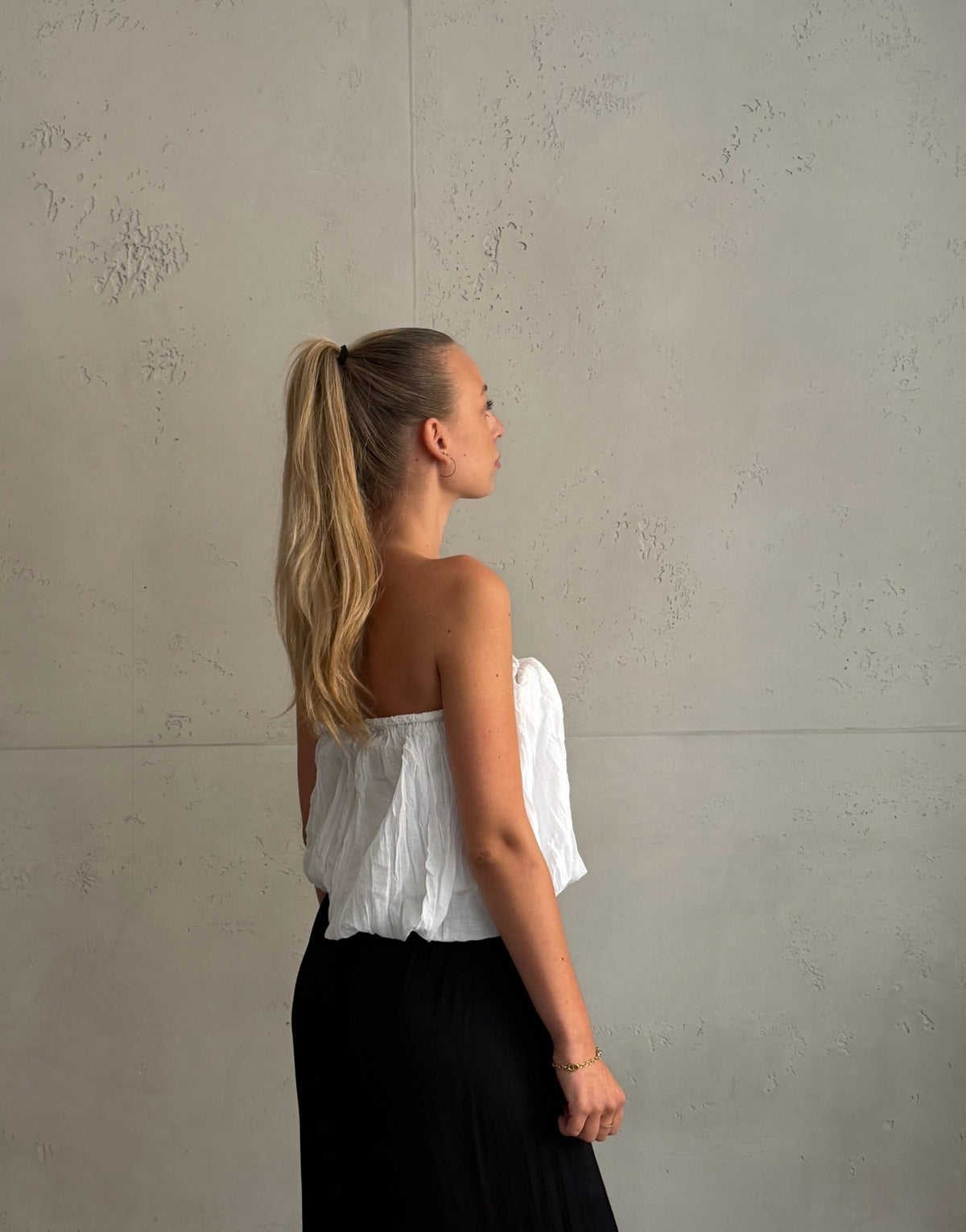 Schulterfreies Bandeau Top mit breitem Gummizug in Uni - Switch-Fashion